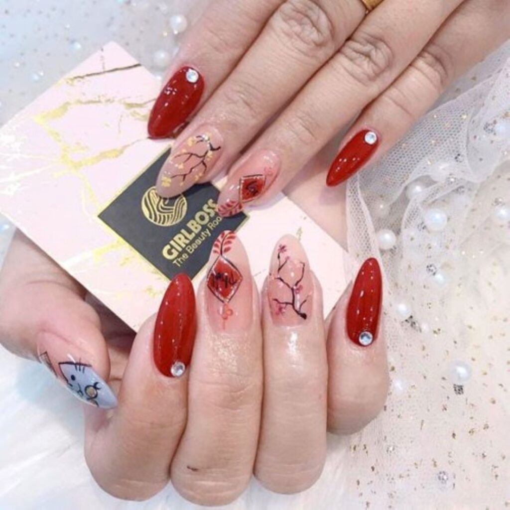 Attractive and stylish 2024 Lunar new year nail designs (126)