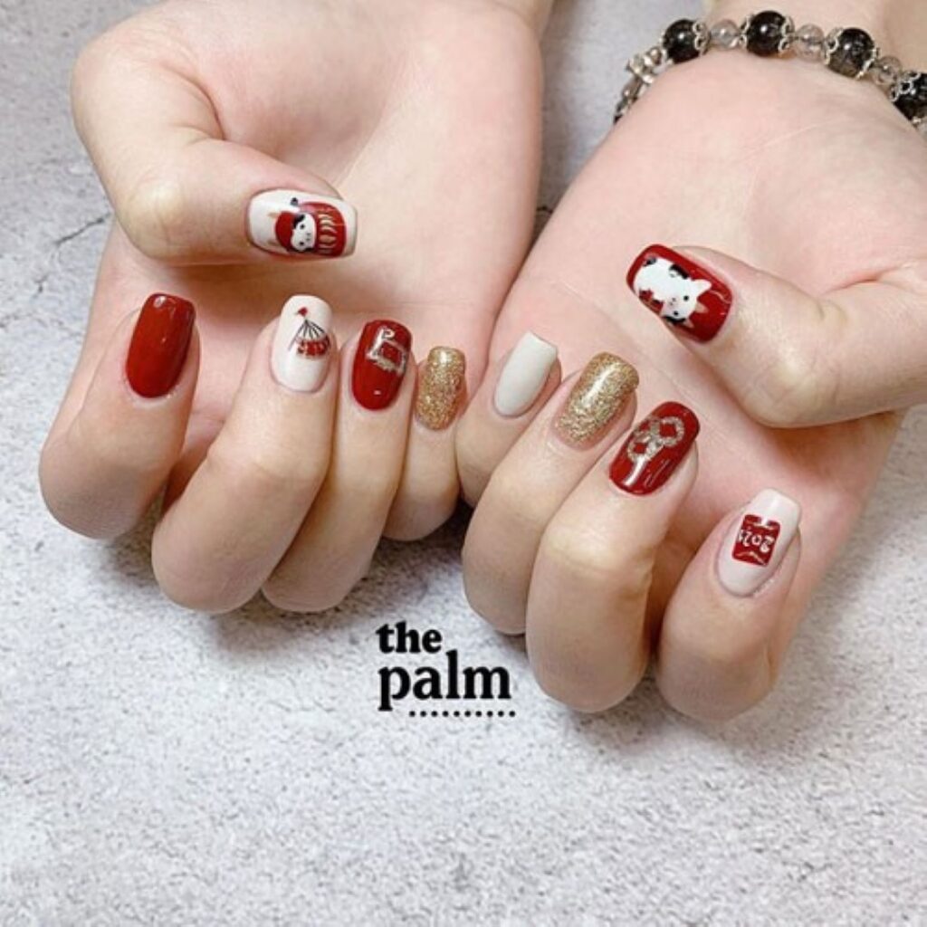 Attractive and stylish 2024 Lunar new year nail designs (22)