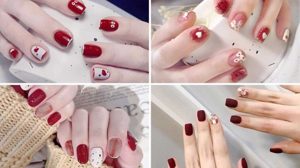 Gentle red nail design